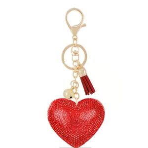 🆕️❤️ RED RHINESTONE HEART BAG CHARM & KEY CHAIN❤️